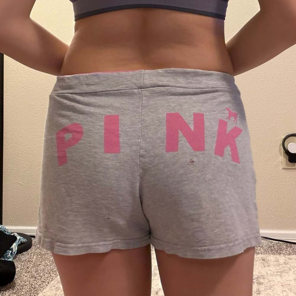 Victoria's Secret PINK Gray Pink Logo Lounge Shorts